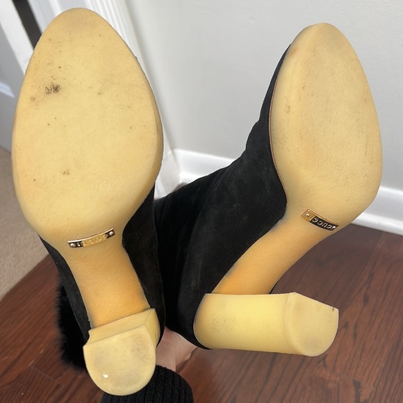 Gucci suede and fur heeled boots - Picture 4 of 7